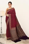 Buy_Naaritva India_Pink Crepe Handwoven Floret Butti Detailed Saree With Running Blouse _at_Aza_Fashions