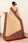 Shop_Naaritva India_Cream Crepe Handwoven Animal Butti Detailed Saree With Running Blouse _at_Aza_Fashions