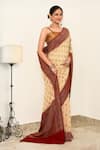 Naaritva India_Cream Crepe Handwoven Animal Butti Detailed Saree With Running Blouse _Online_at_Aza_Fashions