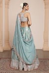 Shop_Arpita Mehta_Blue Raw Silk Embroidery Mirror Sweetheart Halter Neck Florin Lehenga Set _at_Aza_Fashions