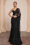 Buy_Arpita Mehta_Black Net Embroidery Musk Bloom Sweetheart Pre-draped Lehenga Saree With Blouse _at_Aza_Fashions