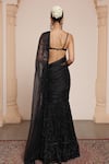 Shop_Arpita Mehta_Black Net Embroidery Musk Bloom Sweetheart Pre-draped Lehenga Saree With Blouse _at_Aza_Fashions