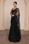 Arpita Mehta_Black Net Embroidery Musk Bloom Sweetheart Pre-draped Lehenga Saree With Blouse _Online_at_Aza_Fashions