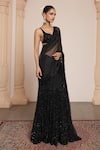 Buy_Arpita Mehta_Black Net Embroidery Musk Bloom Sweetheart Pre-draped Lehenga Saree With Blouse _Online_at_Aza_Fashions