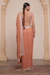 Shop_Arpita Mehta_Orange Georgette Embroidery Mirror Scoop Neck Star Buti Saree With Blouse _at_Aza_Fashions