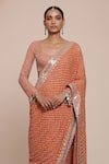 Arpita Mehta_Orange Georgette Embroidery Mirror Scoop Neck Star Buti Saree With Blouse _Online_at_Aza_Fashions