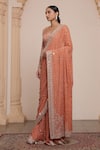 Buy_Arpita Mehta_Orange Georgette Embroidery Mirror Scoop Neck Star Buti Saree With Blouse _Online_at_Aza_Fashions