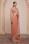 Shop_Arpita Mehta_Orange Georgette Embroidery Mirror Scoop Neck Star Buti Saree With Blouse _Online_at_Aza_Fashions