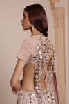 Shop_Arpita Mehta_Pink Net Embroidery Mirror High Neck Gul Lehenga Set _Online_at_Aza_Fashions