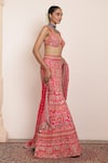 Buy_Arpita Mehta_Pink Raw Silk Embroidery Mirror V Neck Gullista And Thread Lehenga Set _Online_at_Aza_Fashions