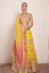 Buy_Arpita Mehta_Yellow Net Embroidery Mirror Off Shoulder Neck Wild Bloom Lehenga Set _at_Aza_Fashions