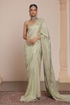 Buy_Arpita Mehta_Green Net Embroidery Mirror Sweetheart Neck Phool Border Half Saree With Blouse _at_Aza_Fashions