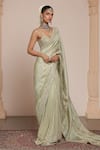 Buy_Arpita Mehta_Green Net Embroidery Mirror Sweetheart Neck Phool Border Half Saree With Blouse _Online_at_Aza_Fashions