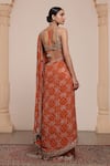 Shop_Arpita Mehta_Orange Georgette Embroidered Thread Sweetheart Pre-draped Saree With Blouse _at_Aza_Fashions