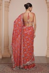 Shop_Arpita Mehta_Pink Georgette Embroidered Thread Mirror Pre-draped Saree With Blouse _at_Aza_Fashions