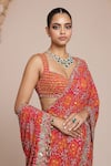 Shop_Arpita Mehta_Pink Georgette Embroidered Thread Mirror Pre-draped Saree With Blouse _Online_at_Aza_Fashions