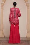 Shop_Arpita Mehta_Pink Net Embroidered Thread Round Mirror Jacket And Gharara Set _at_Aza_Fashions