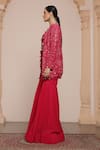 Arpita Mehta_Pink Net Embroidered Thread Round Mirror Jacket And Gharara Set _Online_at_Aza_Fashions