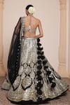 Shop_Arpita Mehta_Black Net Embroidered Thread Strapless Geometric Bridal Lehenga Set _at_Aza_Fashions