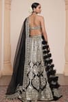 Buy_Arpita Mehta_Black Net Embroidered Thread Strapless Geometric Bridal Lehenga Set 