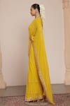 Buy_Arpita Mehta_Yellow Georgette Embroidery Mirror Sweetheart Border Ruffle Saree With Blouse _Online_at_Aza_Fashions