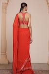 Shop_Arpita Mehta_Red Georgette Embroidery Mirror Sweetheart Neck Ruffle Saree With Blouse _at_Aza_Fashions