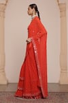 Buy_Arpita Mehta_Red Georgette Embroidery Mirror Sweetheart Neck Ruffle Saree With Blouse _Online_at_Aza_Fashions