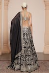 Shop_Arpita Mehta_Black Lehenga Banarasi Embroidery Zardozi Sweetheart Neck Floral Bridal Set _at_Aza_Fashions