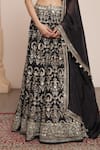 Buy_Arpita Mehta_Black Lehenga Banarasi Embroidery Zardozi Sweetheart Neck Floral Bridal Set _Online_at_Aza_Fashions