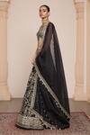 Arpita Mehta_Black Lehenga Banarasi Embroidery Zardozi Sweetheart Neck Floral Bridal Set _at_Aza_Fashions