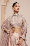 Shop_Arpita Mehta_Pink Lehenga Banarasi Embroidery Zardozi Round Floral Border Set _Online_at_Aza_Fashions