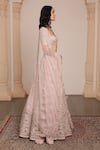 Arpita Mehta_Pink Net Embroidery Zardozi Sweetheart Neck Mirrorwork Bridal Lehenga Set _at_Aza_Fashions