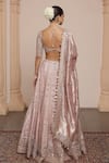 Shop_Arpita Mehta_Pink Blouse Net Embroidery Zardozi Sweetheart Mirror Stripe Bridal Lehenga Set _at_Aza_Fashions