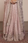 Shop_Arpita Mehta_Pink Blouse Net Embroidery Zardozi Mirror Stripe Pattern Bridal Lehenga Set _Online_at_Aza_Fashions