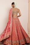 Shop_Arpita Mehta_Coral Blouse And Dupatta Georgette Embroidery Zardozi Bridal Lehenga Set _at_Aza_Fashions