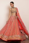 Buy_Arpita Mehta_Coral Blouse And Dupatta Georgette Embroidery Zardozi Bridal Lehenga Set _Online_at_Aza_Fashions