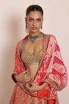 Arpita Mehta_Coral Blouse And Dupatta Georgette Embroidery Zardozi Bridal Lehenga Set _at_Aza_Fashions