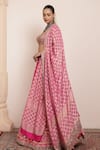 Buy_Arpita Mehta_Pink Blouse And Lehenga Raw Silk Embroidery Mirror Floral Thread Bridal Set _Online_at_Aza_Fashions