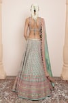 Shop_Arpita Mehta_Blue Blouse And Lehenga Raw Silk Embellished Pattern Set With Bandhini Dupatta _at_Aza_Fashions