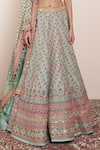 Arpita Mehta_Blue Blouse And Lehenga Raw Silk Embellished Pattern Set With Bandhini Dupatta _Online_at_Aza_Fashions