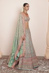 Buy_Arpita Mehta_Blue Blouse And Lehenga Raw Silk Embellished Pattern Set With Bandhini Dupatta _Online_at_Aza_Fashions