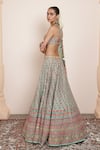 Shop_Arpita Mehta_Blue Blouse And Lehenga Raw Silk Embellished Pattern Set With Bandhini Dupatta _Online_at_Aza_Fashions