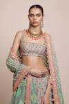 Arpita Mehta_Blue Blouse And Lehenga Raw Silk Embellished Pattern Set With Bandhini Dupatta _at_Aza_Fashions