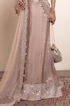 Arpita Mehta_Pink Blouse And Pallu Net Embroidered Mirrorwork Embellished Hem Godet Saree Set _Online_at_Aza_Fashions