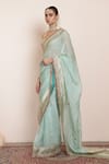 Buy_Arpita Mehta_Sky Blue Blouse Georgette Embellished Butti Pattern Saree With Embroidered _Online_at_Aza_Fashions