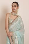 Arpita Mehta_Sky Blue Blouse Georgette Embellished Butti Pattern Saree With Embroidered _at_Aza_Fashions