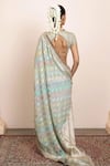 Shop_Arpita Mehta_Blue Blouse Georgette Embellished Leaf Butti Pattern Saree With Embroidered _at_Aza_Fashions