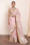 Buy_Arpita Mehta_Pink Blouse Georgette Embellished Kiran Pastel Butti Saree With Embroidered _at_Aza_Fashions