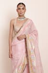 Arpita Mehta_Pink Blouse Georgette Embellished Kiran Pastel Butti Saree With Embroidered _Online_at_Aza_Fashions