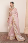 Buy_Arpita Mehta_Pink Blouse Georgette Embellished Kiran Pastel Butti Saree With Embroidered _Online_at_Aza_Fashions